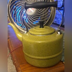 Paula Deen Speckled Green Enamel Stove Top Tea Kettle Tea Pot